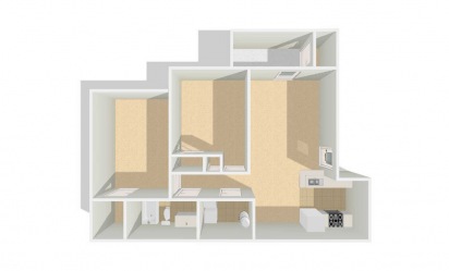The Fairmont - 2 bedroom floorplan layout with 1 bath and 883 square feet