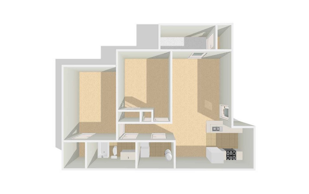 The Fairmont - 2 bedroom floorplan layout with 1 bath and 883 square feet (1st floor 2D)